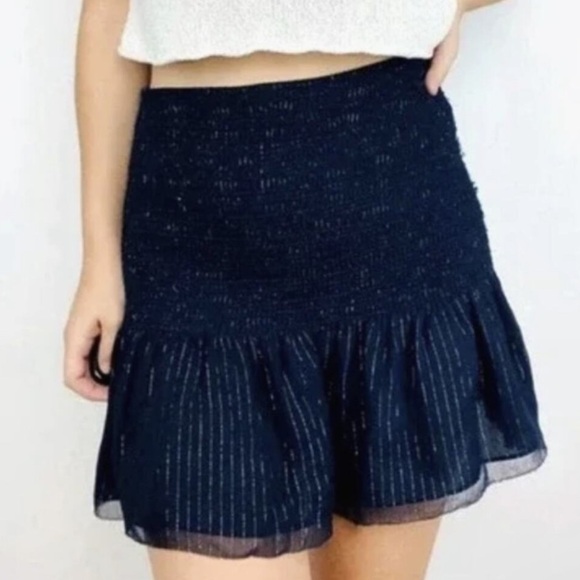 Derek Lam 10 Crosby Navy Blue Ruffle Skirt - Picture 1 of 5